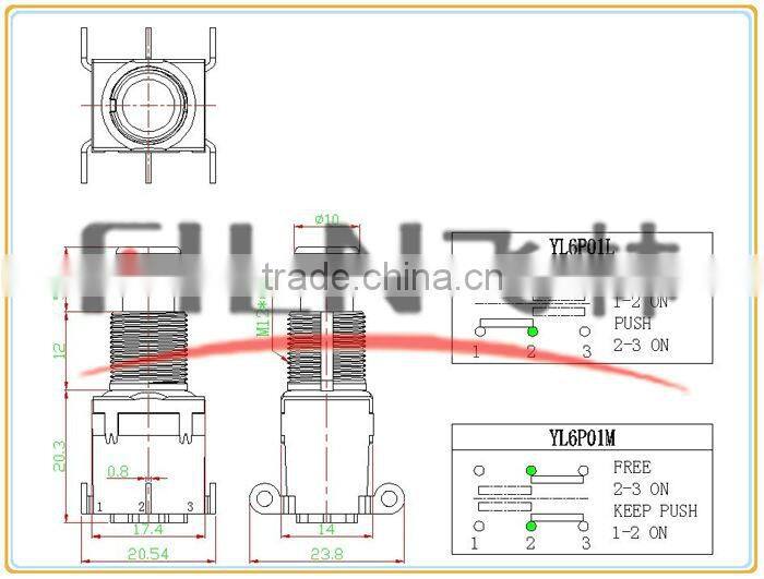 6 pin foot push button switch 3pdt