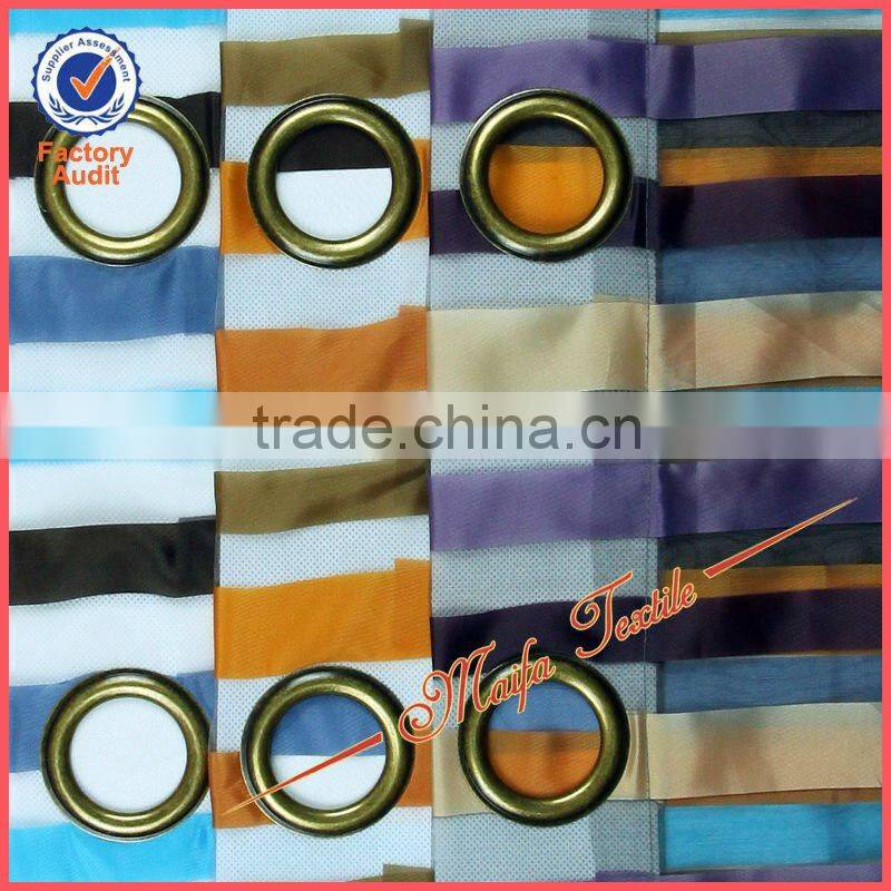 Stripe Design Eyelets Top Readymade Organza Jacquard Curtain