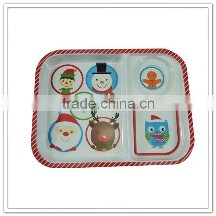 New arrival X'mas melamine compartment food tray