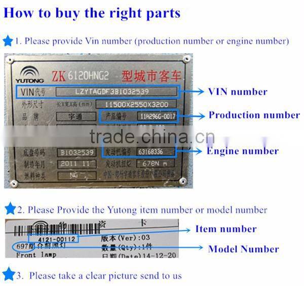 china wholesale bus accessories ZK6752 yutong minibus parts