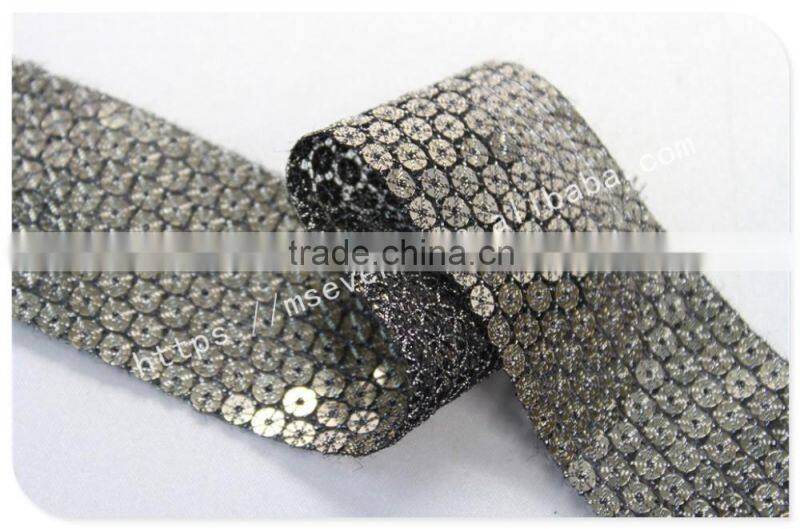 Hot selling 4.2cm width bronze embroidery sequin trim for garment