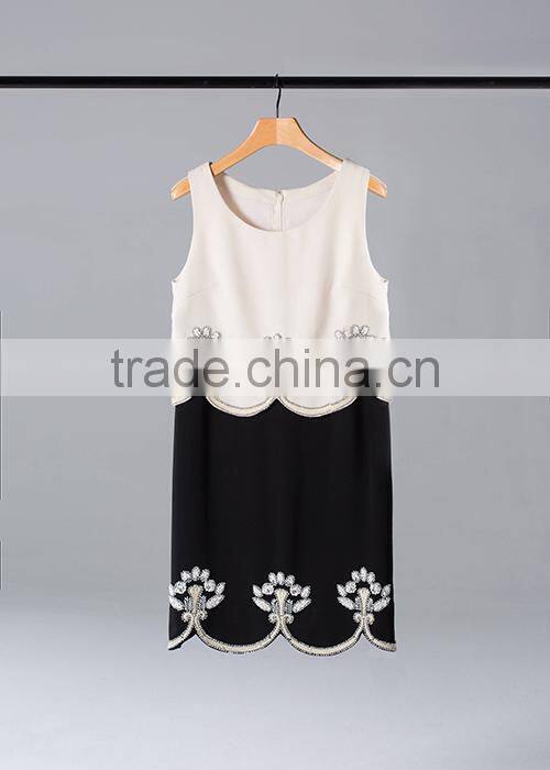 Special design sleeveless dress with 100% handmade embroidery/elegant evening dress