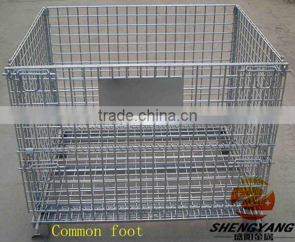 Hot recycle collapsible stillage cages galvanized metal wire mesh storage bins factory warehouse used storage cages with wheels