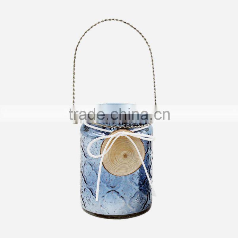 silver electroplating and printing glass candle holder with handle