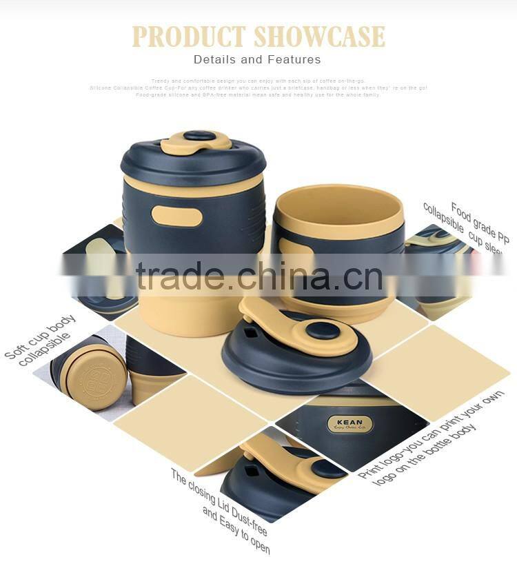 Colorful soft non-toxic collapsible silicone mugs for sublimation