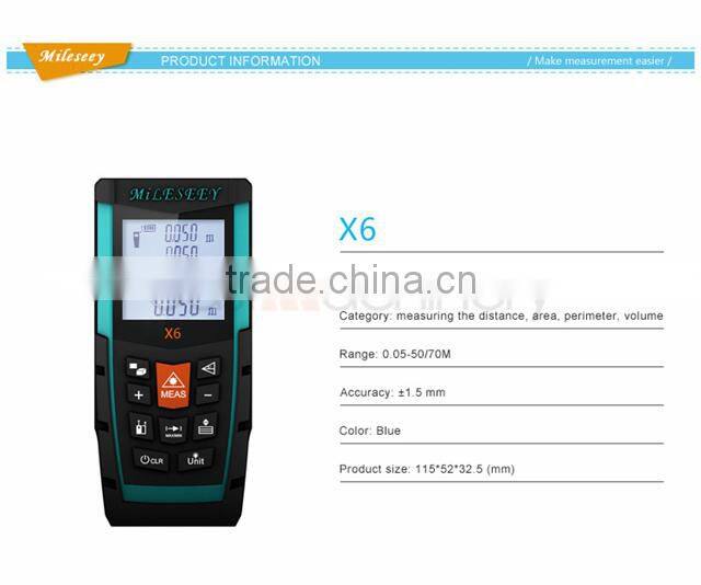 Mileseey 100m Handheld Laser Distance Meter Digital Laser Range Finder Laser Range Meter Laser Tape Measure X6