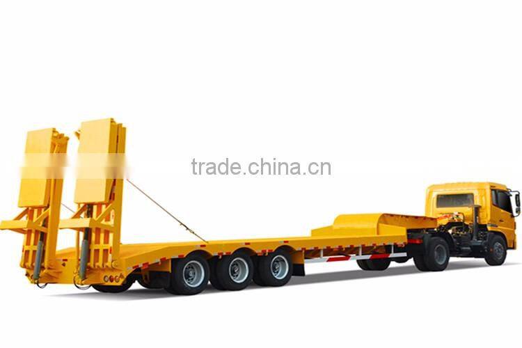 China manufacturer 3 axles 50T low flatbed deck truck semi trailer or flat bed tow trucks