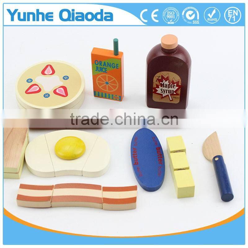 Fun durable wooden food set for years of play wooden breakfast set Solid Wood Version
