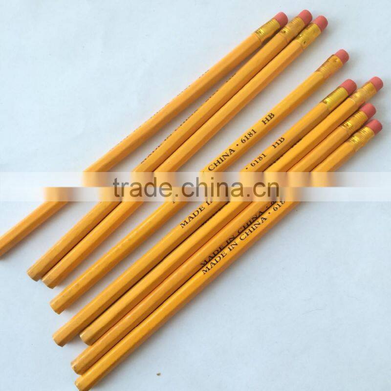 Wooden cheap wholesale pencils with eraser from chinese factory