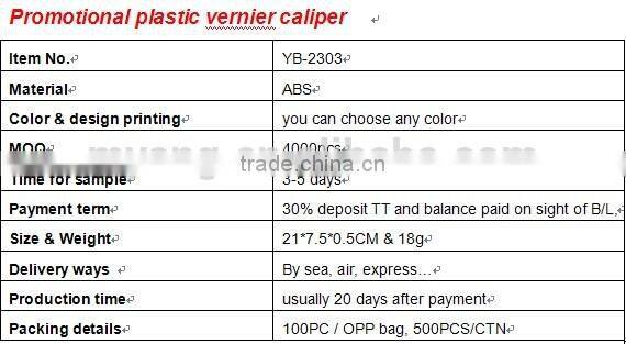 Promotional plastic vernier caliper