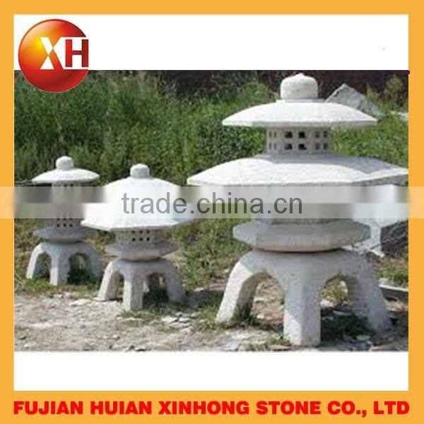 White stone handcarved nature stone fence lantern