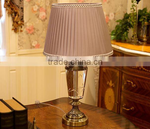 Romantic purple color lampshade K9 clear crystal table lamp