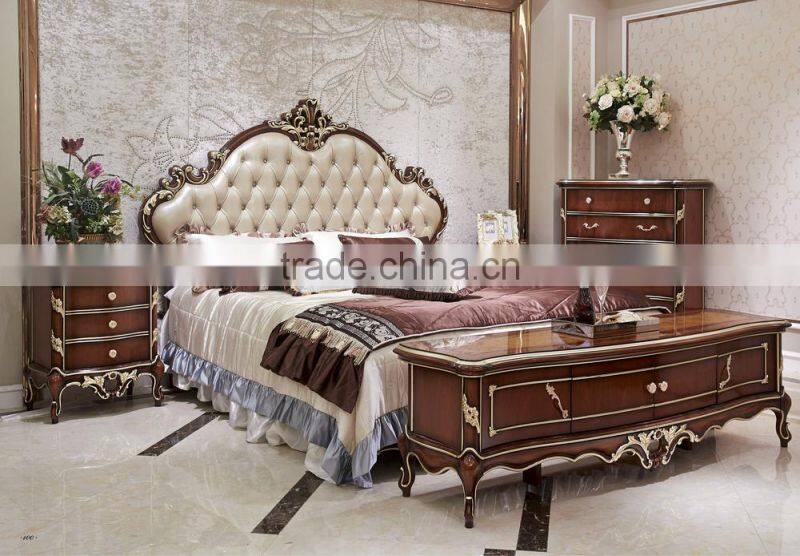 Italian Wood Bedroom Furniture Set, Luxury Royal Bed Room Furniture