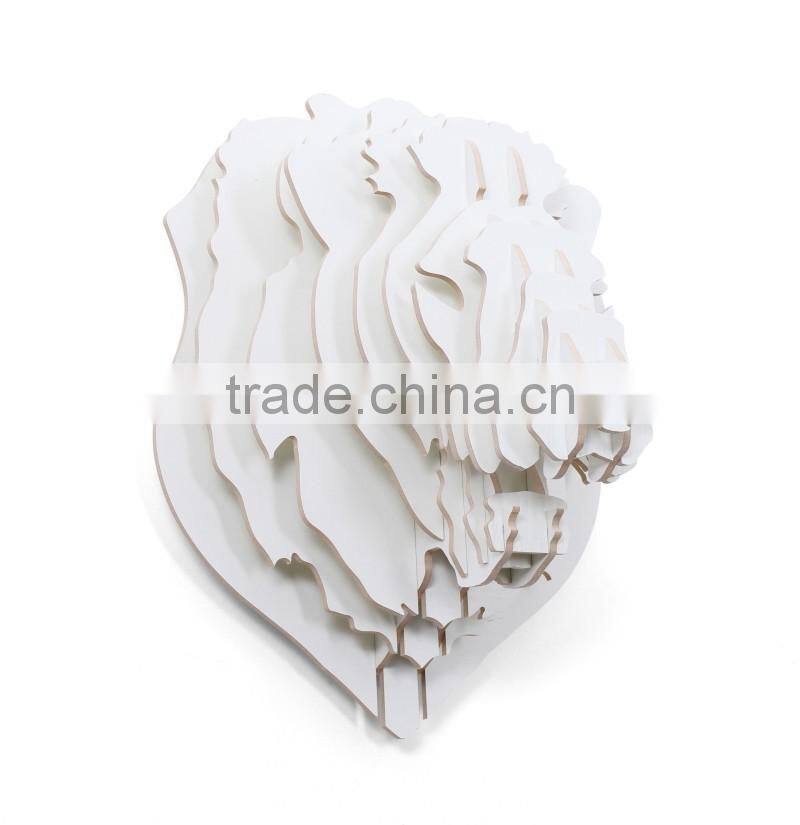 Creative home decorations Wooden Lion head lovely animal head hanging ornament crafts 3D wood animal head high quality