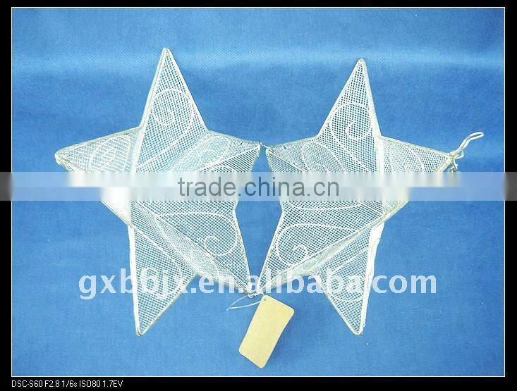 White iron christmas star shape decorative crafts set of two