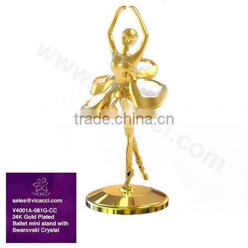 24K Gold Plated Decorative Ballet Mini Stand with crystals from swarovski