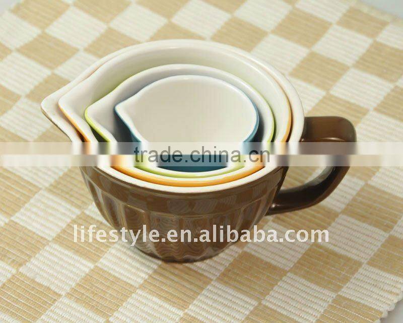 5Pcs Stoneware Measuring Cups, Colorful