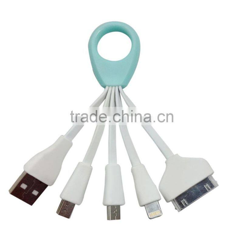 Promotion 4 in 1 Multiple USB Charging Cable Adapter Connector with 8 Pin Lighting / 30 Pin / Micro USB / Mini USB Ports
