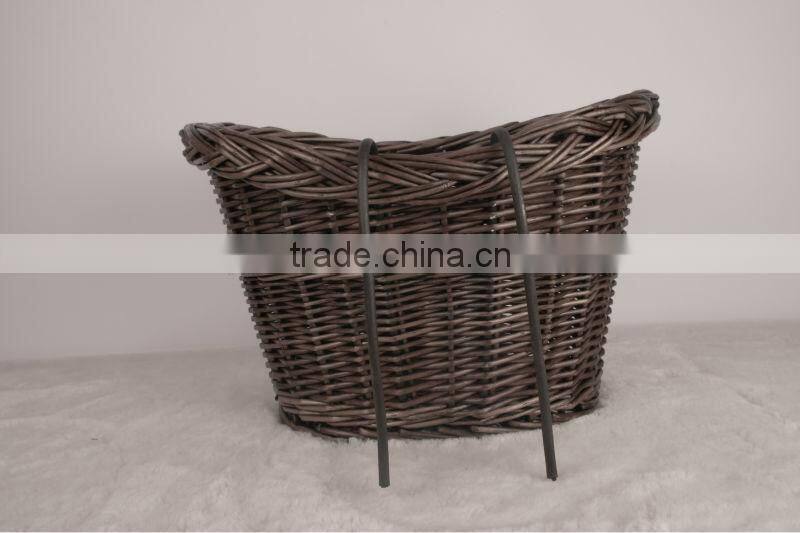 black round hand knitting wicker bicycle basket