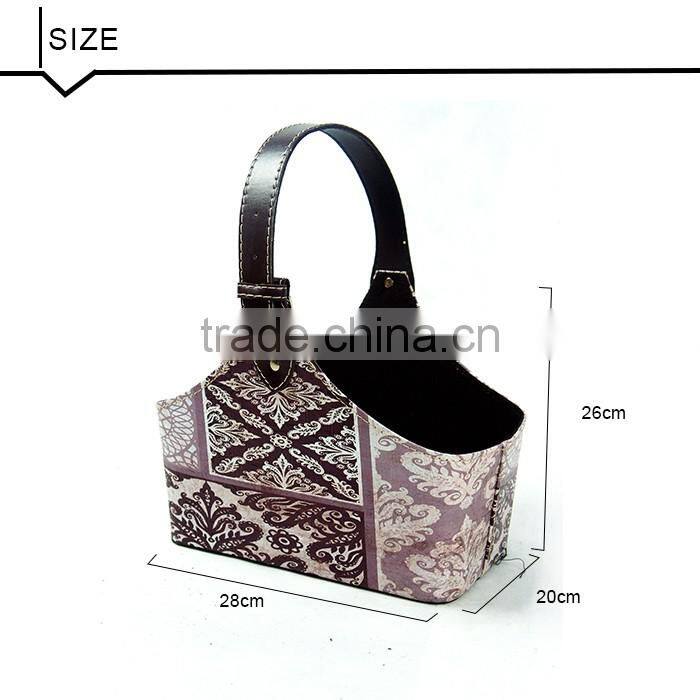 Desktop Faux Leather Magazine Holder With Buckle Handle For Home/Office/Hotel