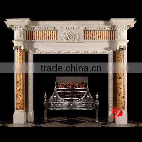 stone mixed color fireplace surround with column