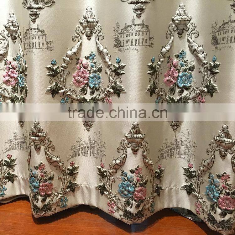 JA863 momoda luxury home decorations french retro antique curtain with sheers and valance arabian champagne beige curtain fabric
