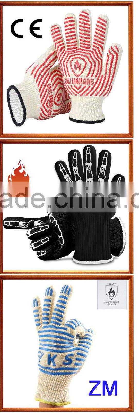 Hot Selling Silicone Heat Resistant Oven BBQ Gloves Cooking Barbecue grilling Mitts for Kitchen