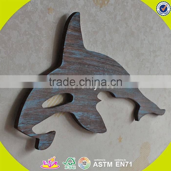 2017 New design home decorations wooden wall hanging top fashion whale shape wooden wall hanging W09D016