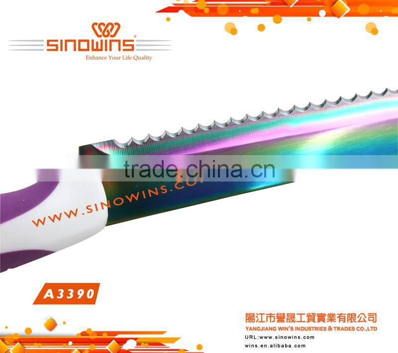 A3390-1 New Design 5pcs Colorful Titanium Blade Stainless Steel Kitchen Knife Set