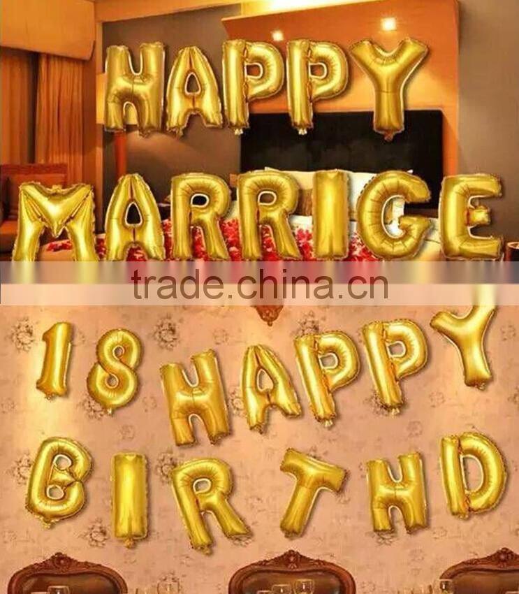 16 inch helium Inflatable Foil Balloons party Decoration gold foil/aluminum balloon