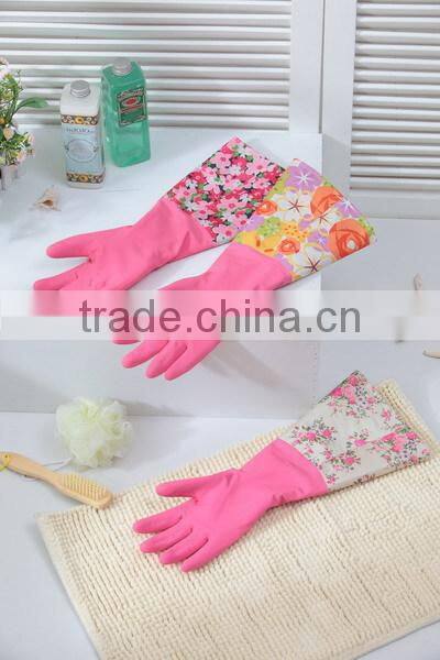 Household all purpose Retro funky floral design rubber gloves wash up