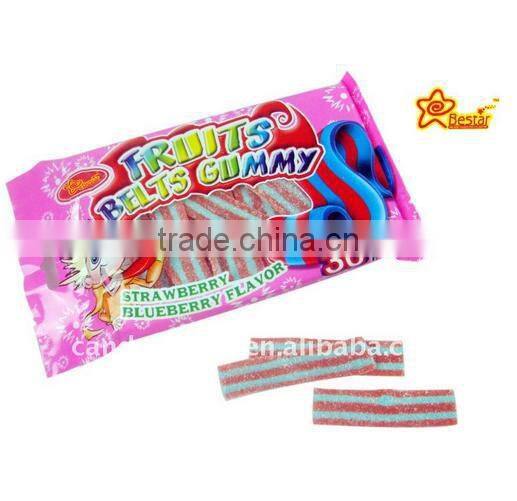 Fruity Flavor Sour Stick Gummy Candy Filled With Sour Powder