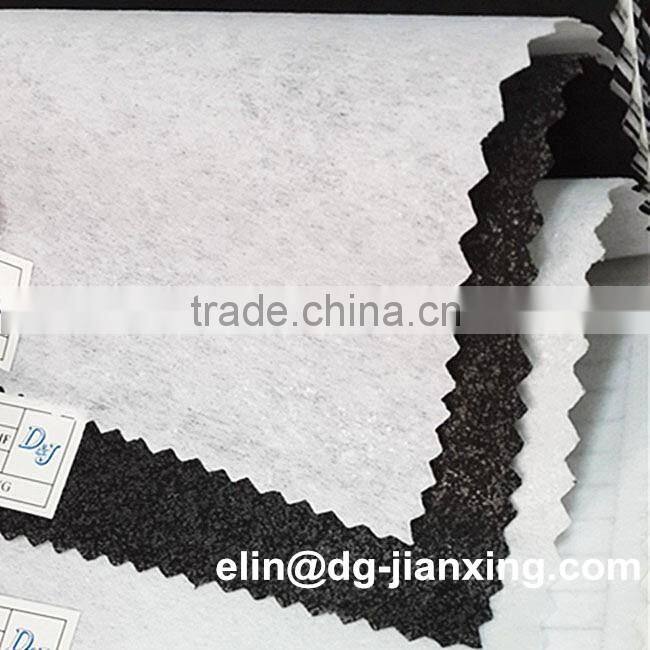 Adhesive one side tear away polyester fusible nonwoven gum stay interlining