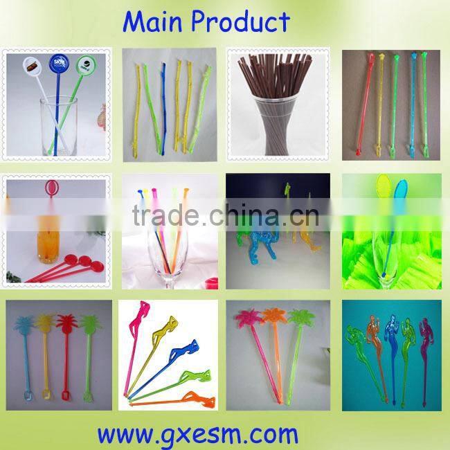 colorfull palmtree disposable cocktail tinsel stick