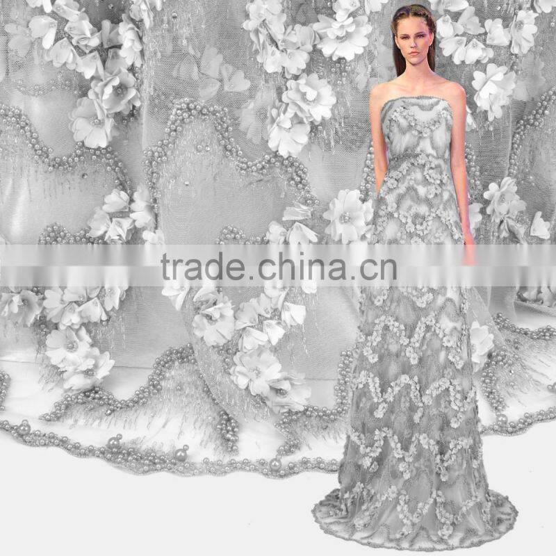 Bestway Unique 3D Handmade French Lace With Beads And Stones FL0255