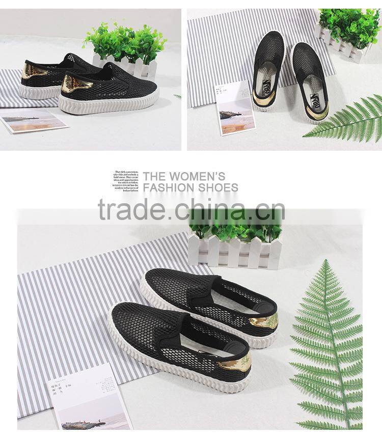 Lady hollow slip on all-match canvas sneaker shoes wholesale