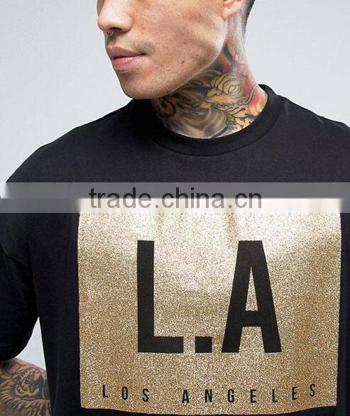 China factory OEM service short sleeve cotton front gold printing t shirts