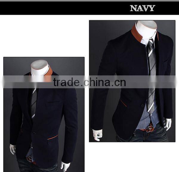 MOQ 1 pc cotton and polyester mixed stand collar british style tunic suit for man