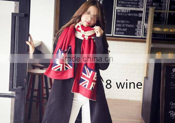 Autumn and winter latest design British flag design knit with pocket couple knit scarf