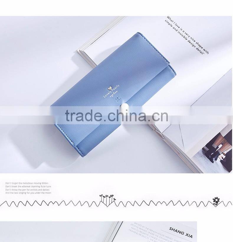 Fashion Pearl Korean Style Women Wallet PU Long Clutch Wallet Lady Clutch Coin Pocket Card Holder