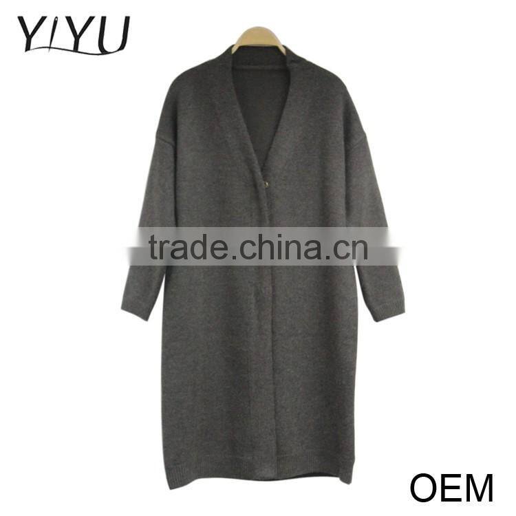 ladies fashion black winter 3/4 sleeve v-neck Button down cardigan sweater