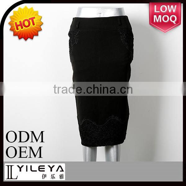 new design high waist narrow embroidered denim skirt