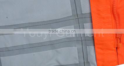 Fluorescent Orange Hooded Raincoat Workwear With Reflective Strips