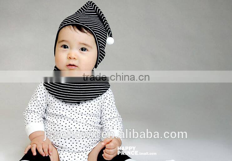 2pcs hat & bib scarf set, 100% cotton soft touch baby hat scarf set