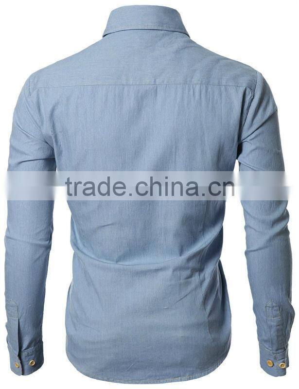 2016 light weight men slim fit denim casual shirts