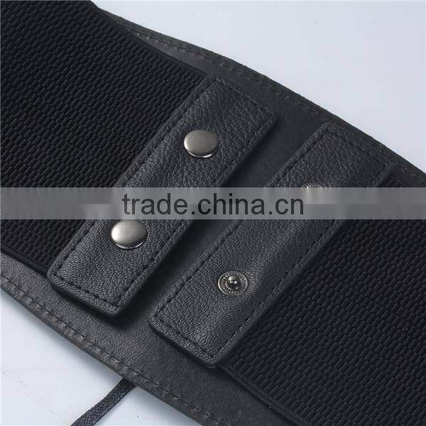 High Quality Black PU Leather Elastic Ladies Wide Waist Elastic Belts