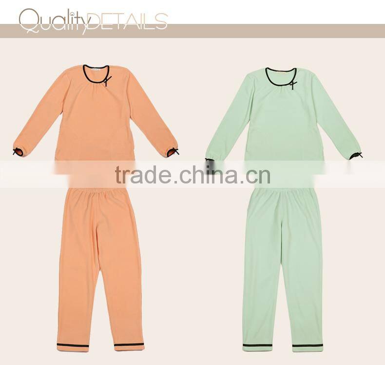Prompt delivery Qianxiu polyester ladies pocket design pyjamas in winter