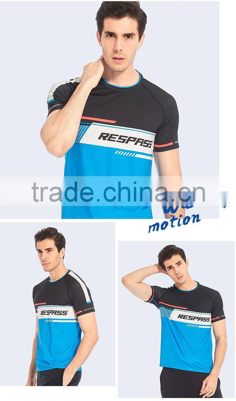 BSCI Men's UPF Sublimation Printing t shirt cooler fabric 88% Polyester 12% Spandex Wholesale t shirts