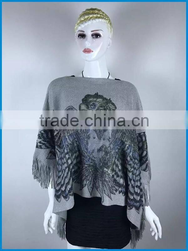 Women's winter fashion animal print free poncho knitting patterns