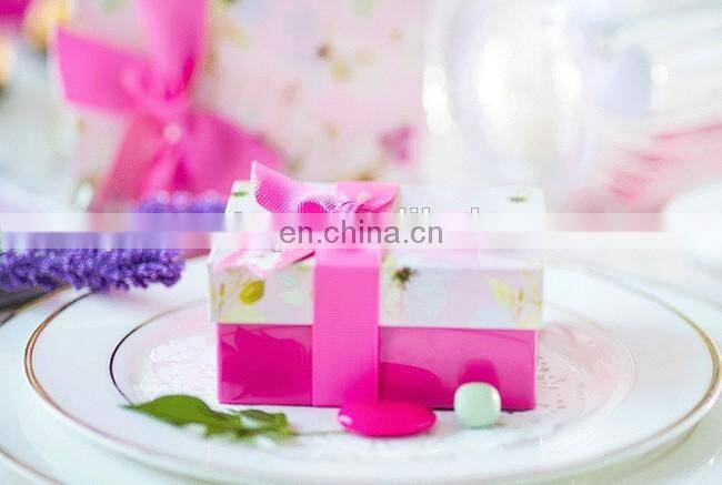 Newest square candy gift tinplate box with ribbon two sizes